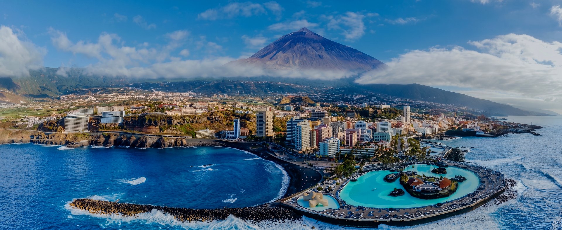 Puerto de la Cruz with Mount Teide, Tenerife